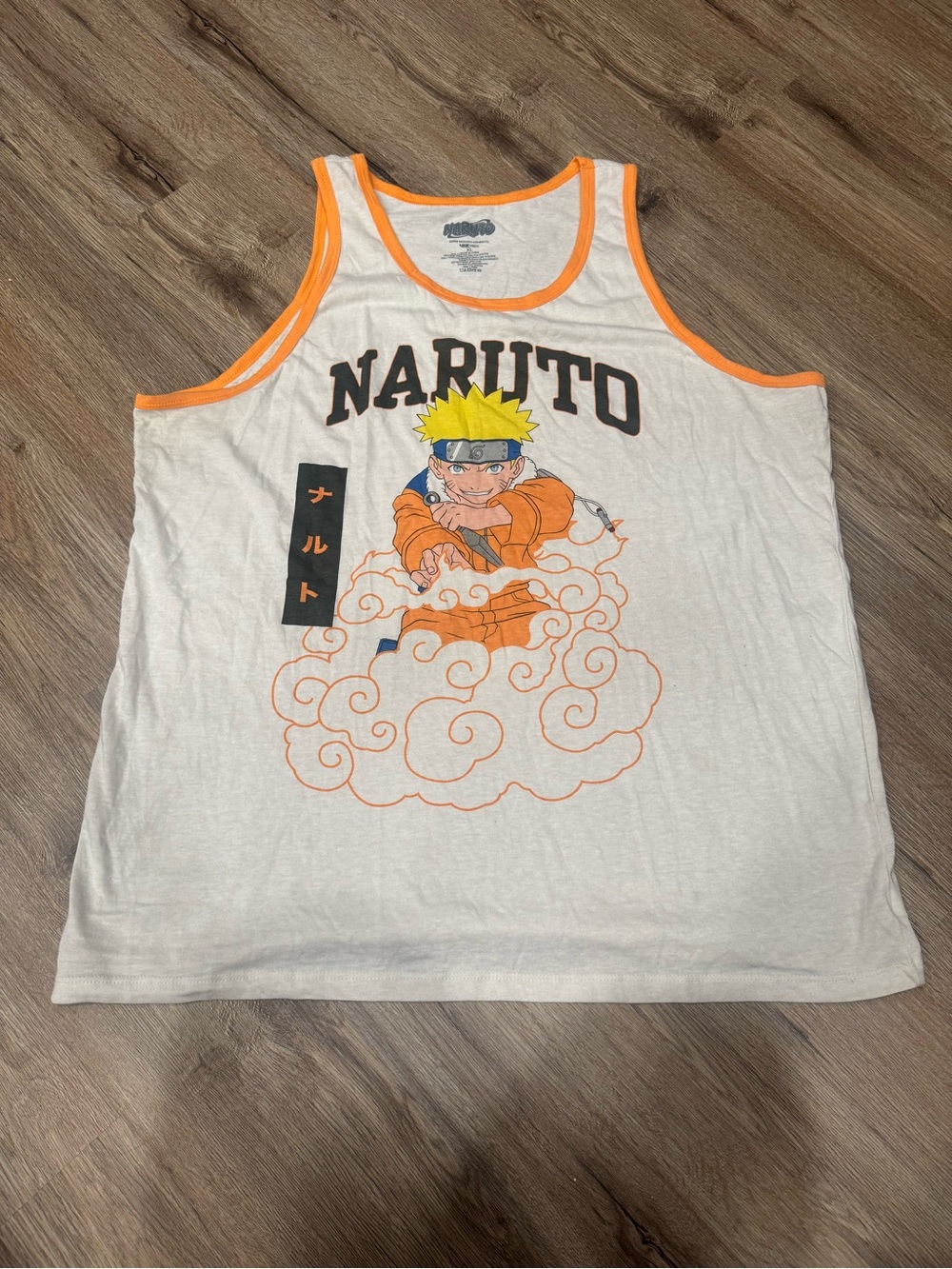 2002 Naruto Viz Media Tank Top Mens Large White Orange Ringer Anime
